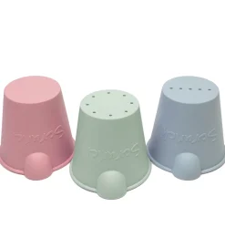 Strandlegetøj-Scrunch Bath Buckets - 3-pak - Sage Green/Dusty Rose/Duck Egg Bl
