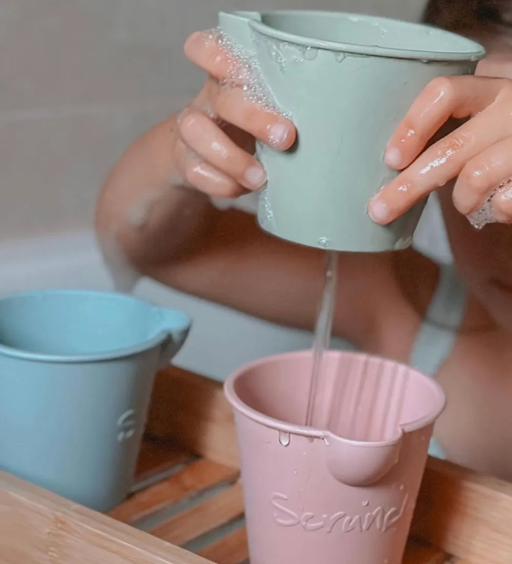 Strandlegetøj-Scrunch Bath Buckets - 3-pak - Sage Green/Dusty Rose/Duck Egg Bl