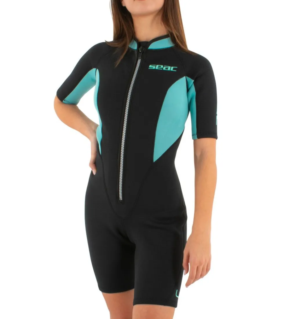 Våddragter|Snorkling-Seac Våddragt - Look Shorty Lady 2,5 mm - Sort/Turkis