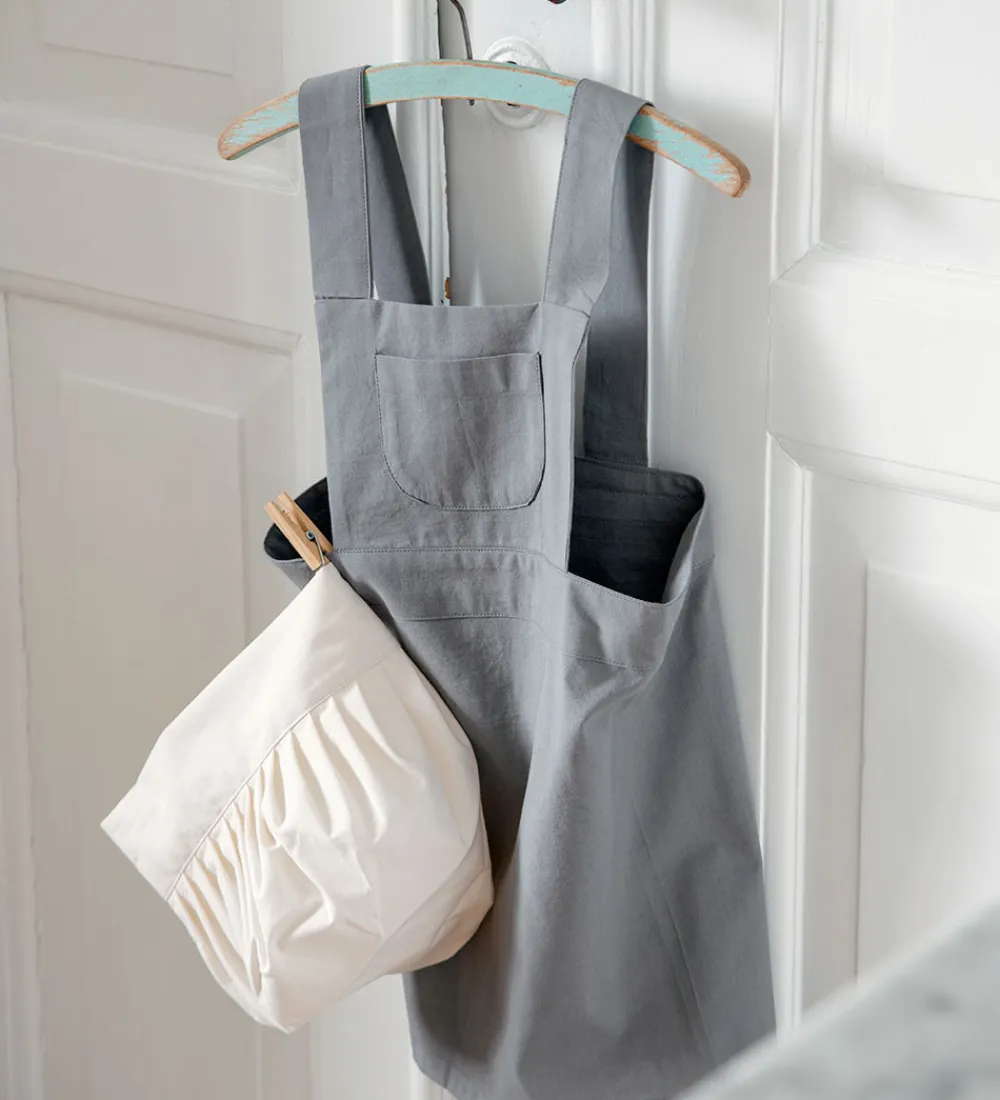Forklæder-Sebra Forklæde m. Kokkehue - Elephant Grey/Classic White