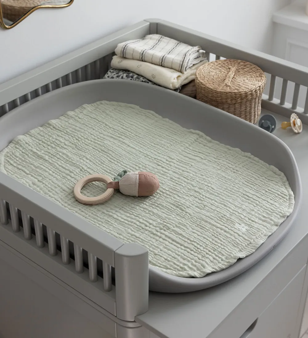 Sebra Pusletid|Puslepuder Og -Underlag*Pusleunderlag - 2-pak - Musselin - Mist Green