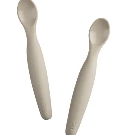Børnebestik|Babyskeer-Sebra Skeer - 2-pak - Lang - Silikone - Jetty Beige
