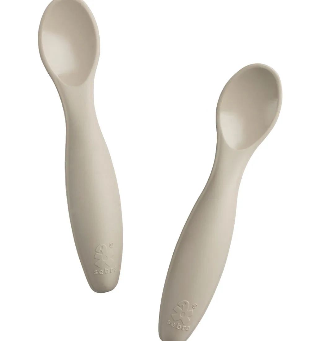 Sebra Børnebestik|Babyskeer*Skeer - 2-pak - Silikone - Jetty Beige