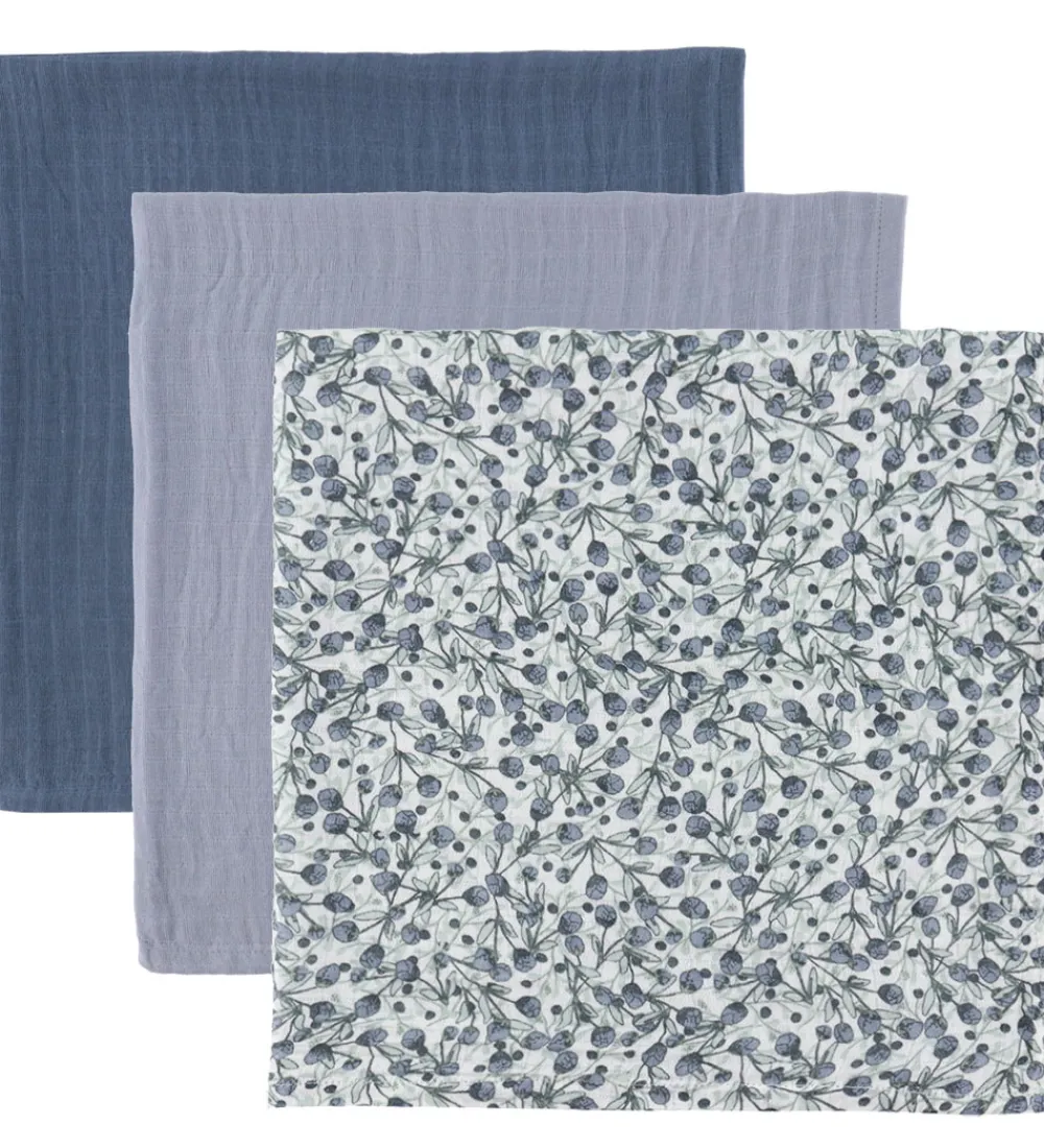 Stofbleer|Pusletid-Sebra Stofbleer - 3-pak - 75x75 cm - Blue Olive/Forest lake Blue
