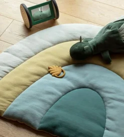 Legetæpper Og Legegulve-Sebra Strikket Legemadras - Regnbue - 130x85 - Dusty Green