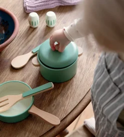 Sebra Trælegetøj|Legekøkken Og Legemøbel*Trælegetøj - Køkkengryde/Pandesæt - Grøn