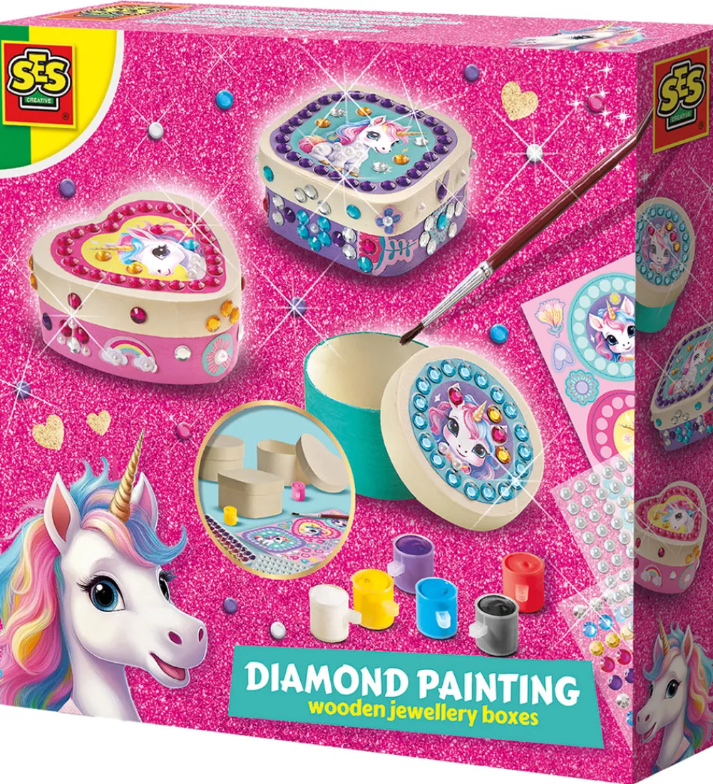 Kreasæt-SES Creative Diamantmosaik - Smykkeskrin med Enhjørning
