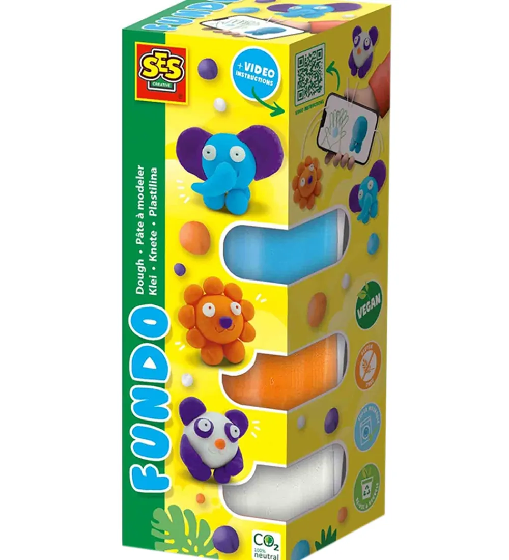SES Creative Modellervoks*Modellervoks - 3x90gr/1x40g - FunDo Vilde Dyr
