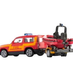 Biler, Tog Og Køretøjer-Siku Bil m. Båd - Land Rover Defender m. Boat - Rød/Gul