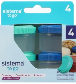 Spisetid|Skole-Sistema Beholdere - To Go - Dressing - 4-pak - Blå/Grøn