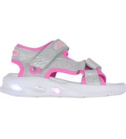 Skechers Blinkesko*Sandaler m. Lys - Sola Glow - Silver/Hot Pink