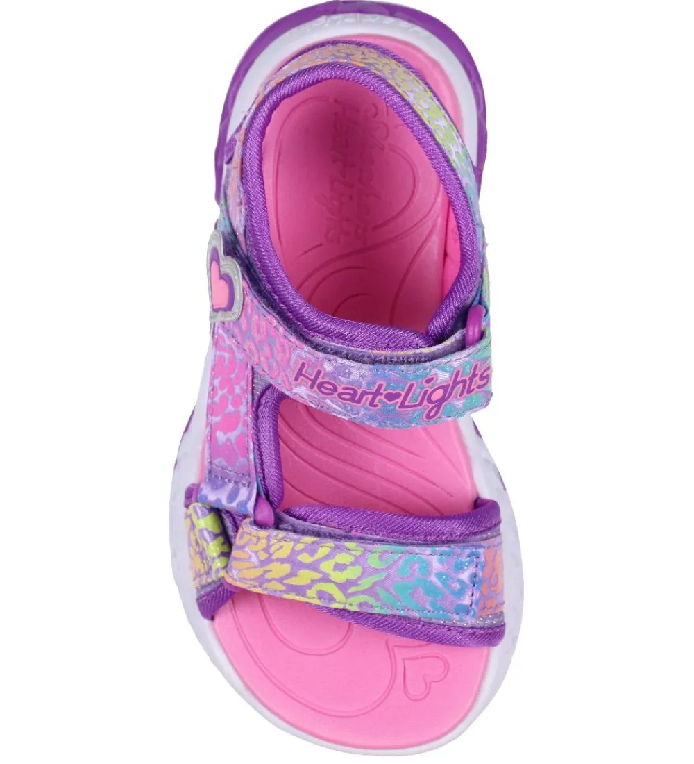 Skechers Blinkesko*Sandaler m. Lys - Flutter Hearts - Lavender/Multi