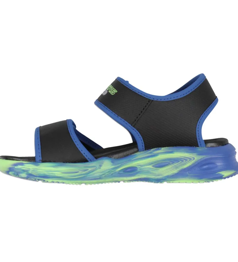 Sandaler|Blinkesko-Skechers Sandaler m. Lys - Lights Sola - Sort/Blå