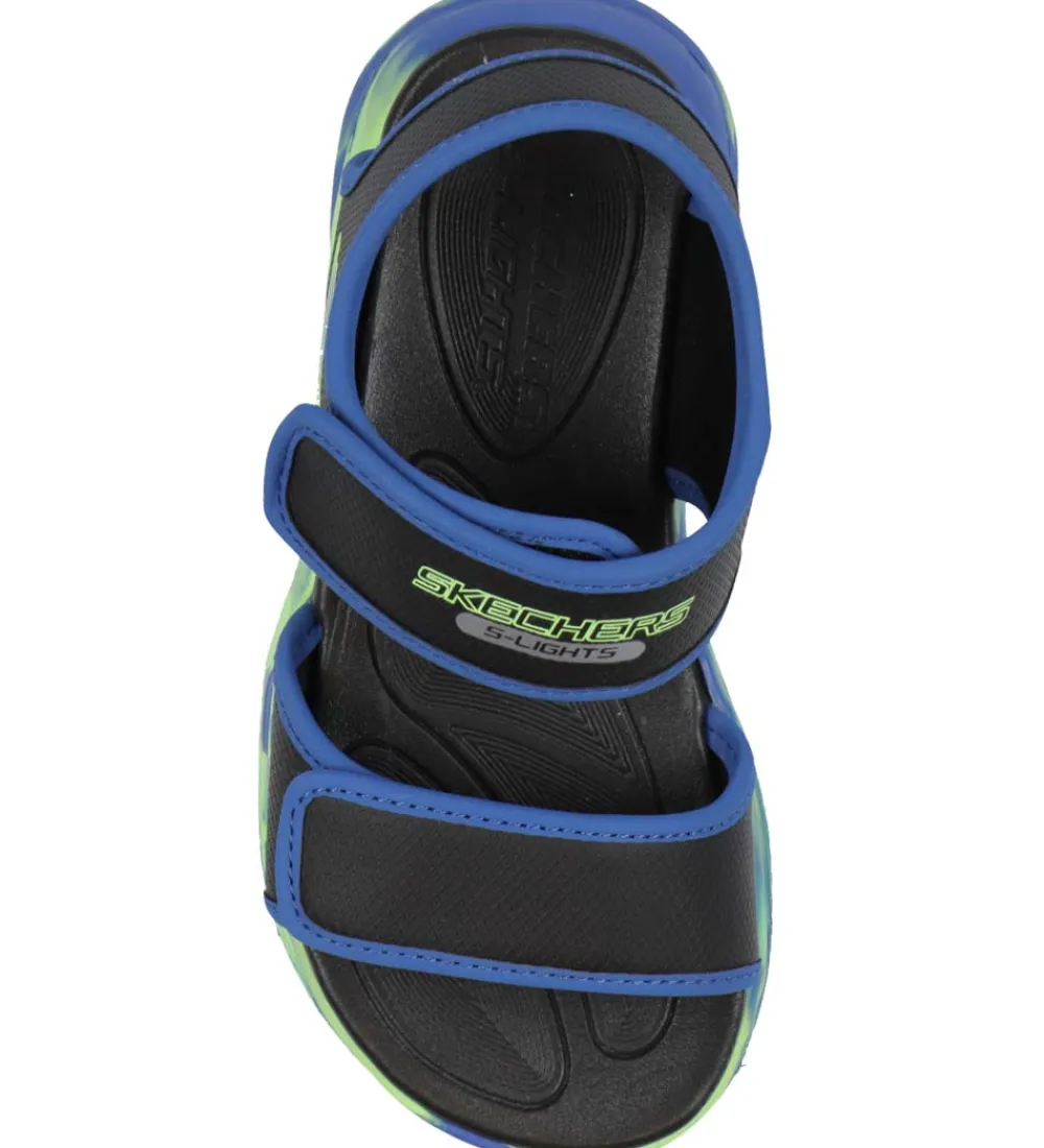 Sandaler|Blinkesko-Skechers Sandaler m. Lys - Lights Sola - Sort/Blå