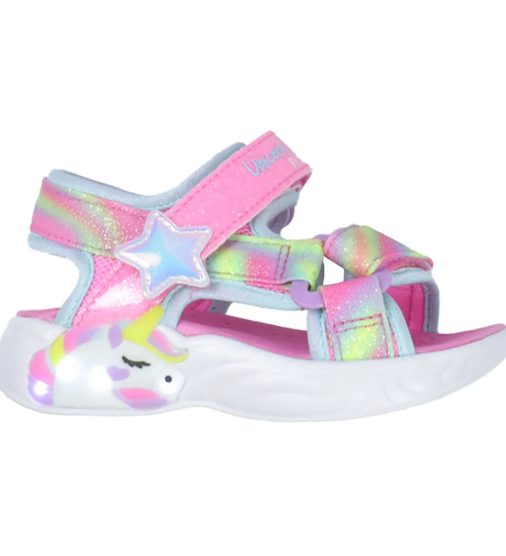 Skechers Blinkesko*Sandaler m. Lys - Dreamy Unicorns - Pink/Multi
