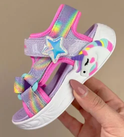 Blinkesko-Skechers Sandaler m. Lys - Dreamy Unicorns - Lavender/Multi