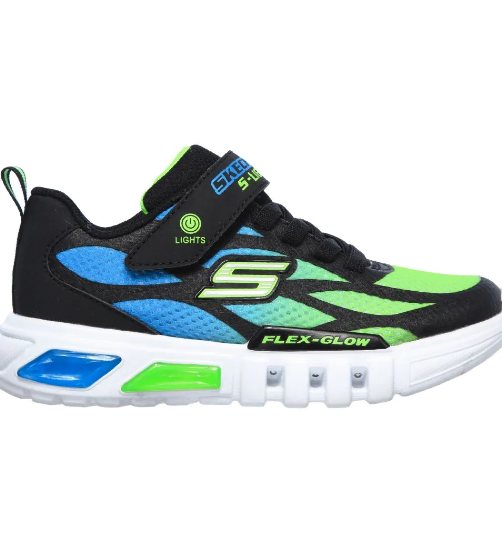 Skechers Blinkesko*Sko m. Lys - Dezlo - Sort/Blå/Lime