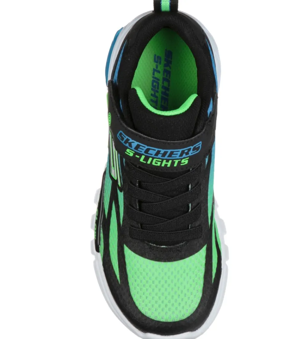 Skechers Blinkesko*Sko m. Lys - Dezlo - Sort/Blå/Lime