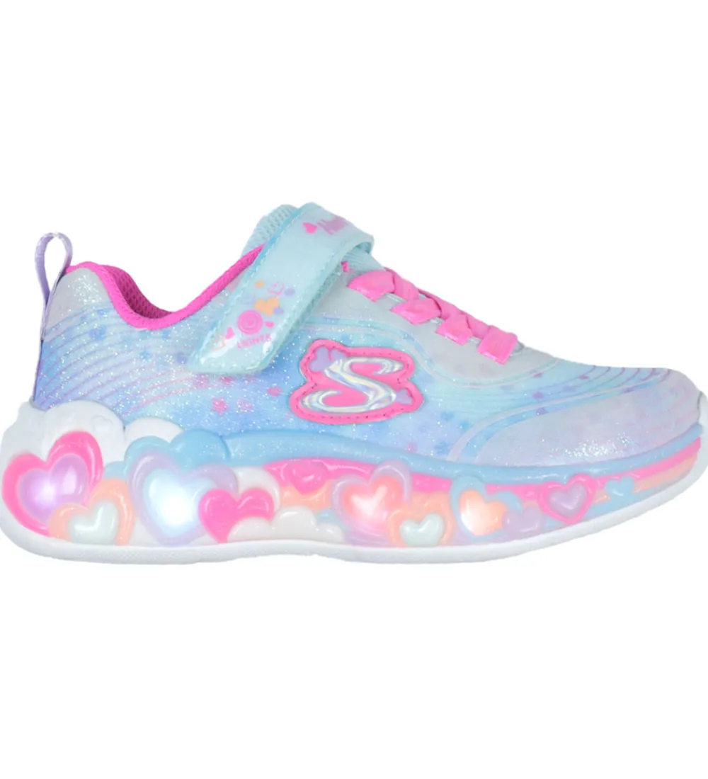 Blinkesko-Skechers Sko m. Lys - Eternal Heart Lights - Blå/Multi