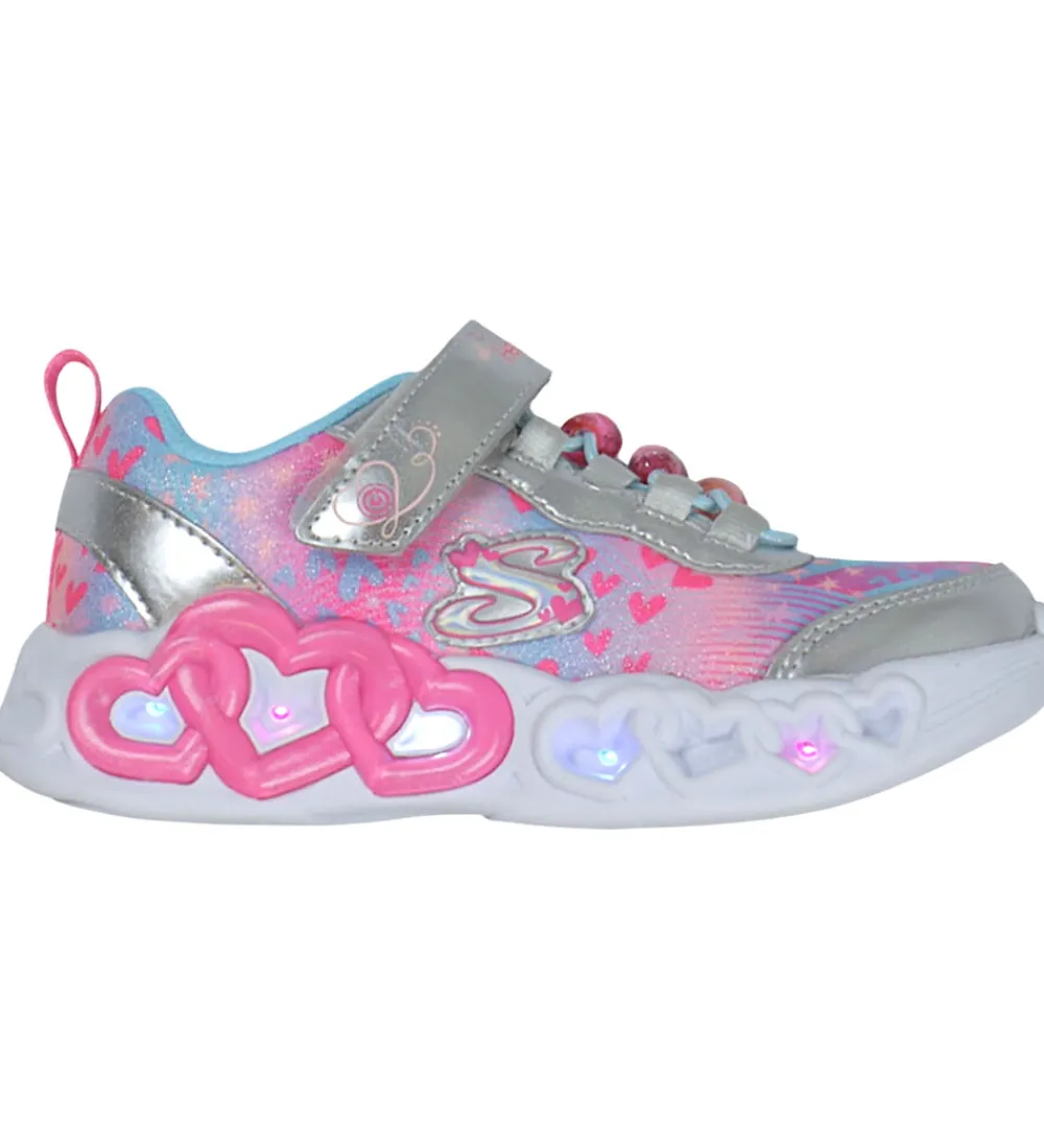 Blinkesko-Skechers Sko m. Lys - Heart Jewels - Silver/Multi