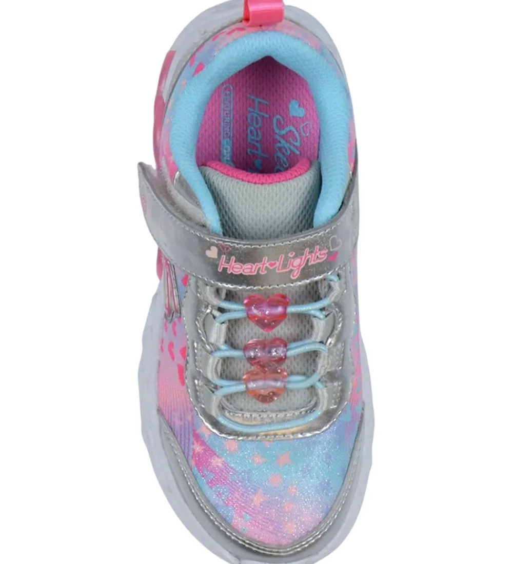 Blinkesko-Skechers Sko m. Lys - Heart Jewels - Silver/Multi