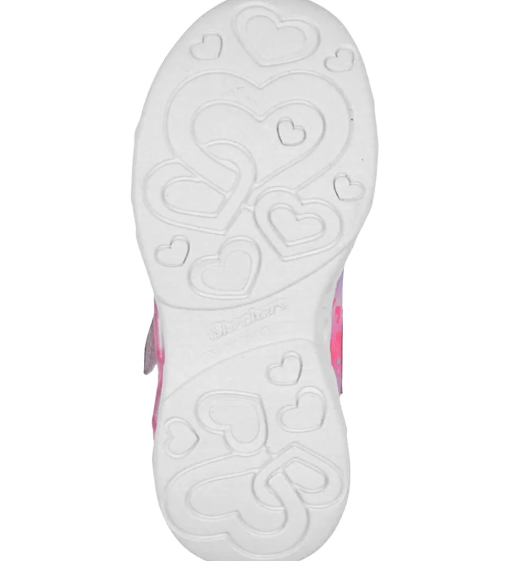 Blinkesko-Skechers Sko m. Lys - Heart Jewels - Silver/Multi