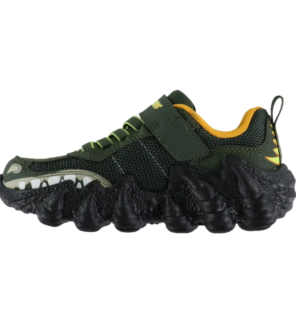 Blinkesko-Skechers Sko m. Lys - Skech-O-Saurus - Olive