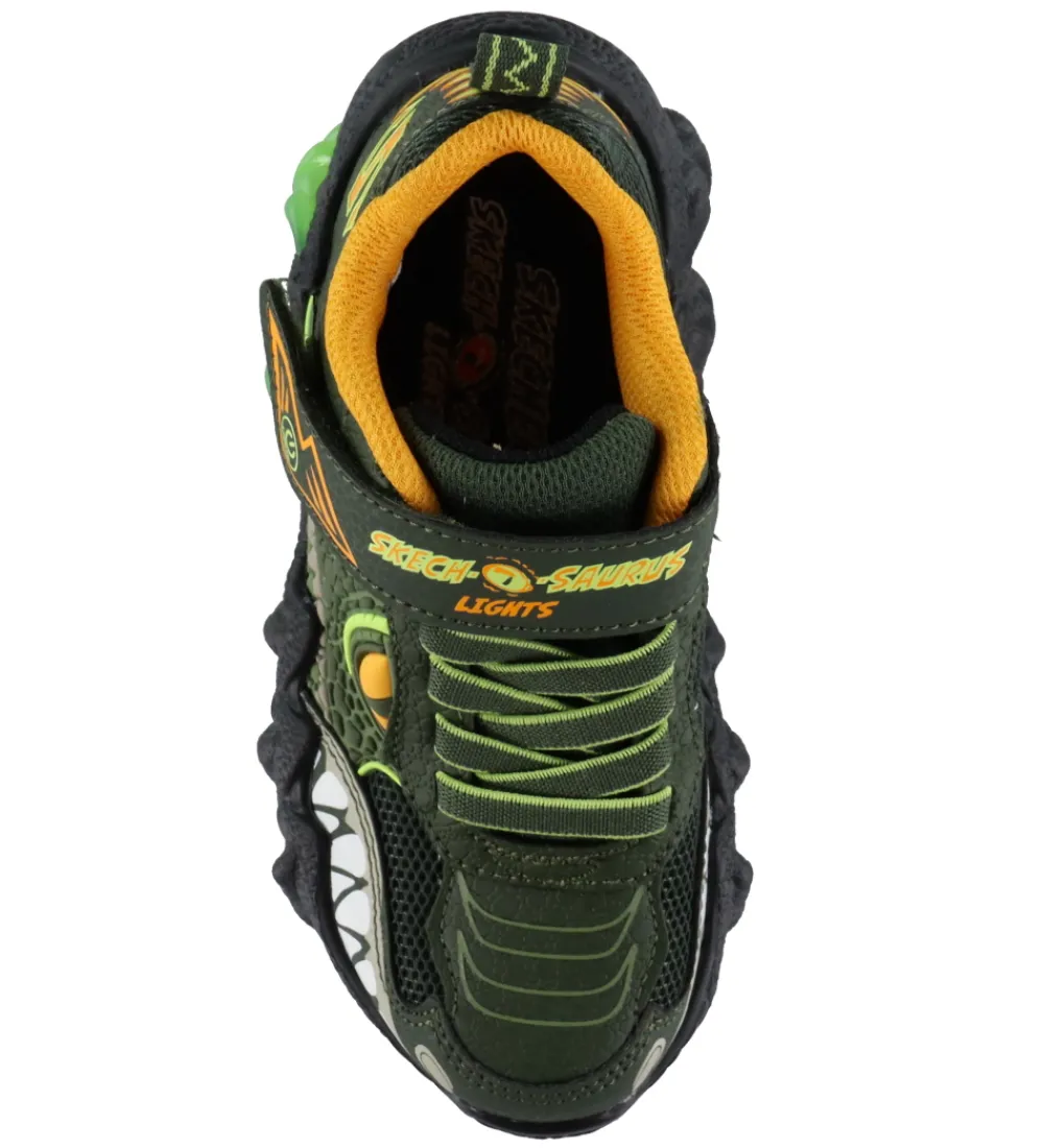 Blinkesko-Skechers Sko m. Lys - Skech-O-Saurus - Olive