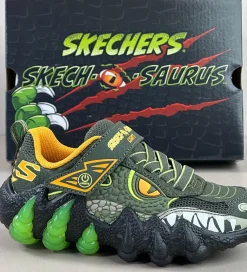 Blinkesko-Skechers Sko m. Lys - Skech-O-Saurus - Olive