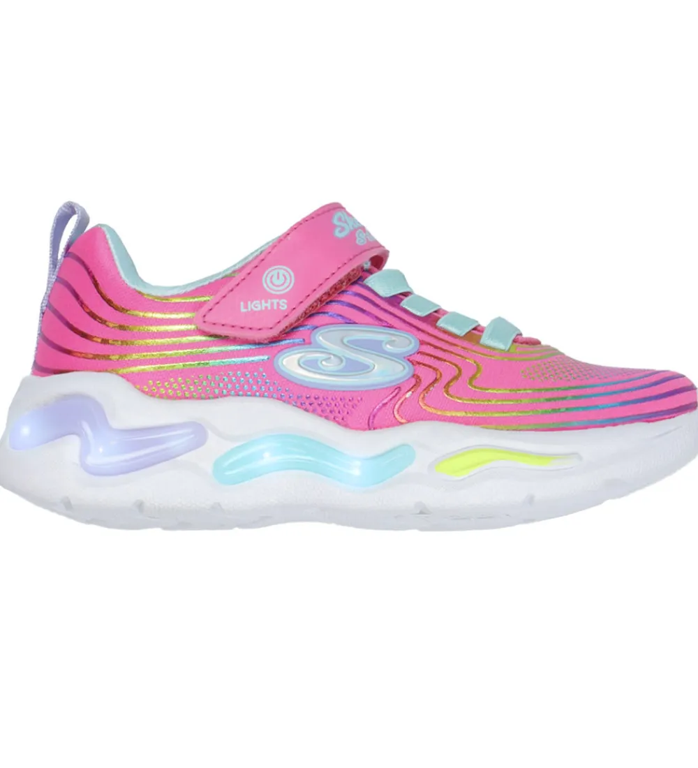 Skechers Blinkesko*Sko m. Lys - Wavy Beams - Pink/Multi