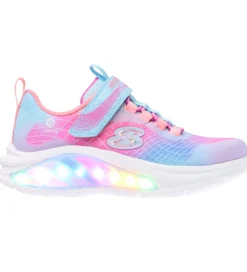 Sneakers-Skechers Sketchers Sko m. Lys - Rainbow Reflection - Light Blue/ Multi