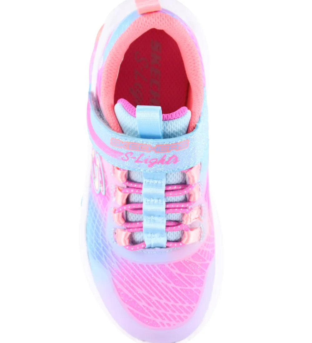 Sneakers-Skechers Sketchers Sko m. Lys - Rainbow Reflection - Light Blue/ Multi