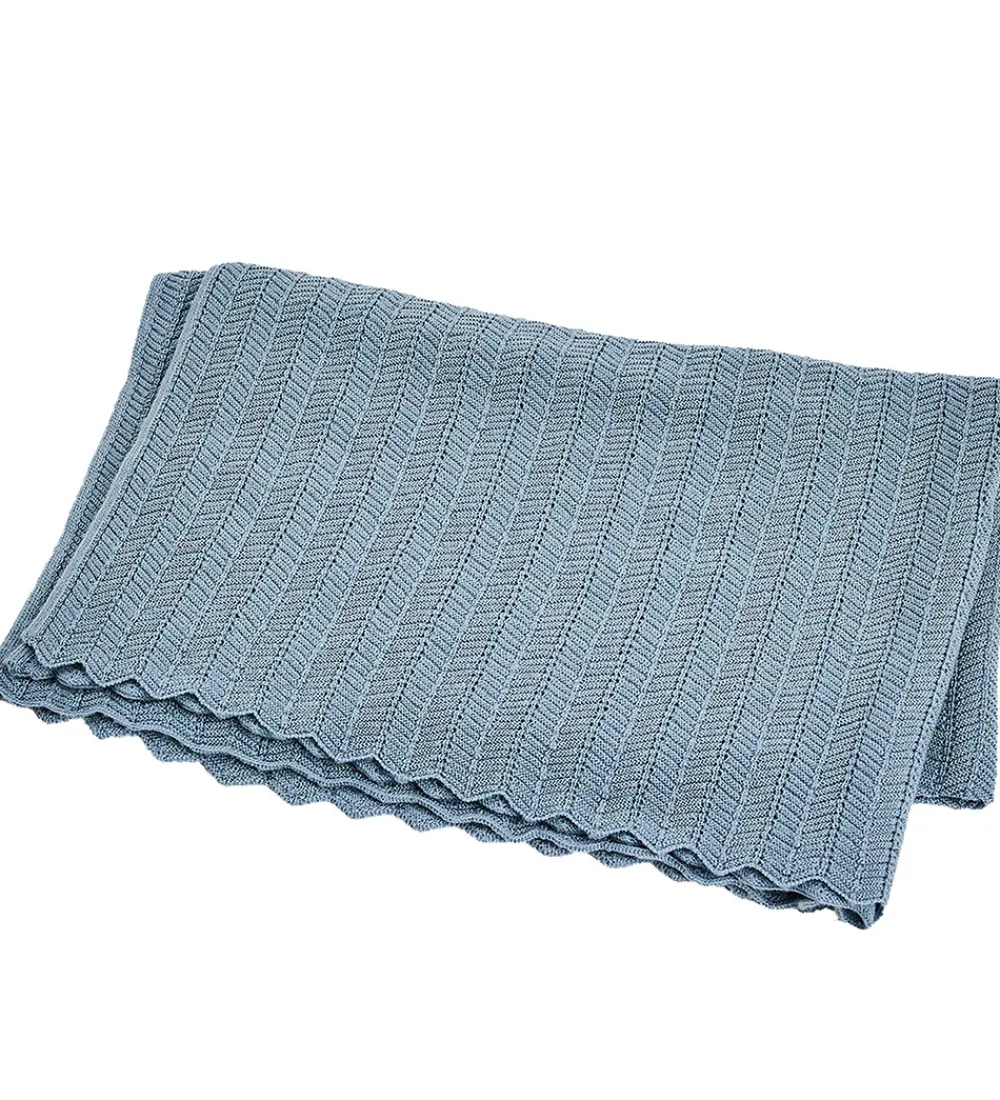 Smallstuff Tæpper|Børneværelset*Babytæppe - Uld - 80x100 cm - Fishbone - Blå