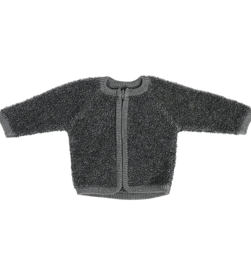 Cardigans|Uld-Smallstuff Cardigan m Lynlås - Uld - Grey Melange