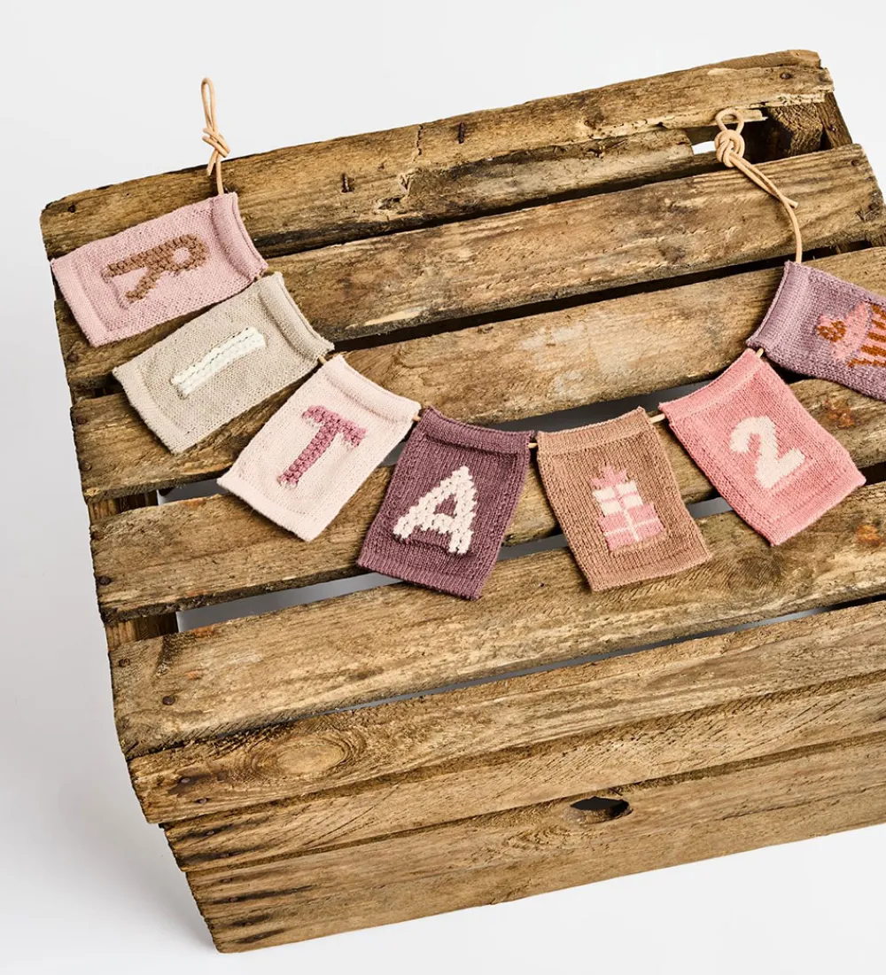 Smallstuff Flagranker|Dekoration*Strikket Flag - 2 - Rosa Tal