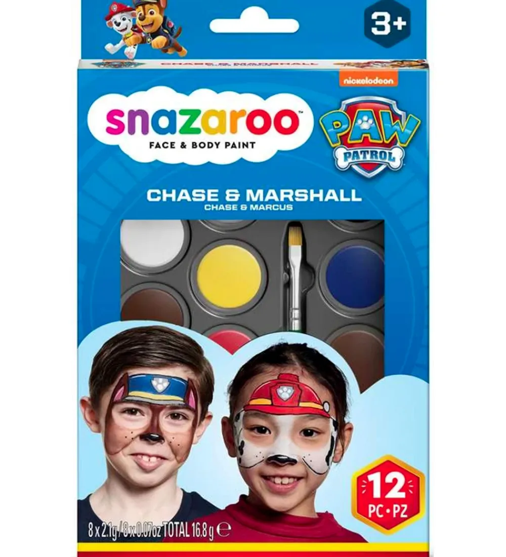 Sminke-Snazaroo Ansigtsmaling - 8 Farver - Paw Patrol Chase & Marshall