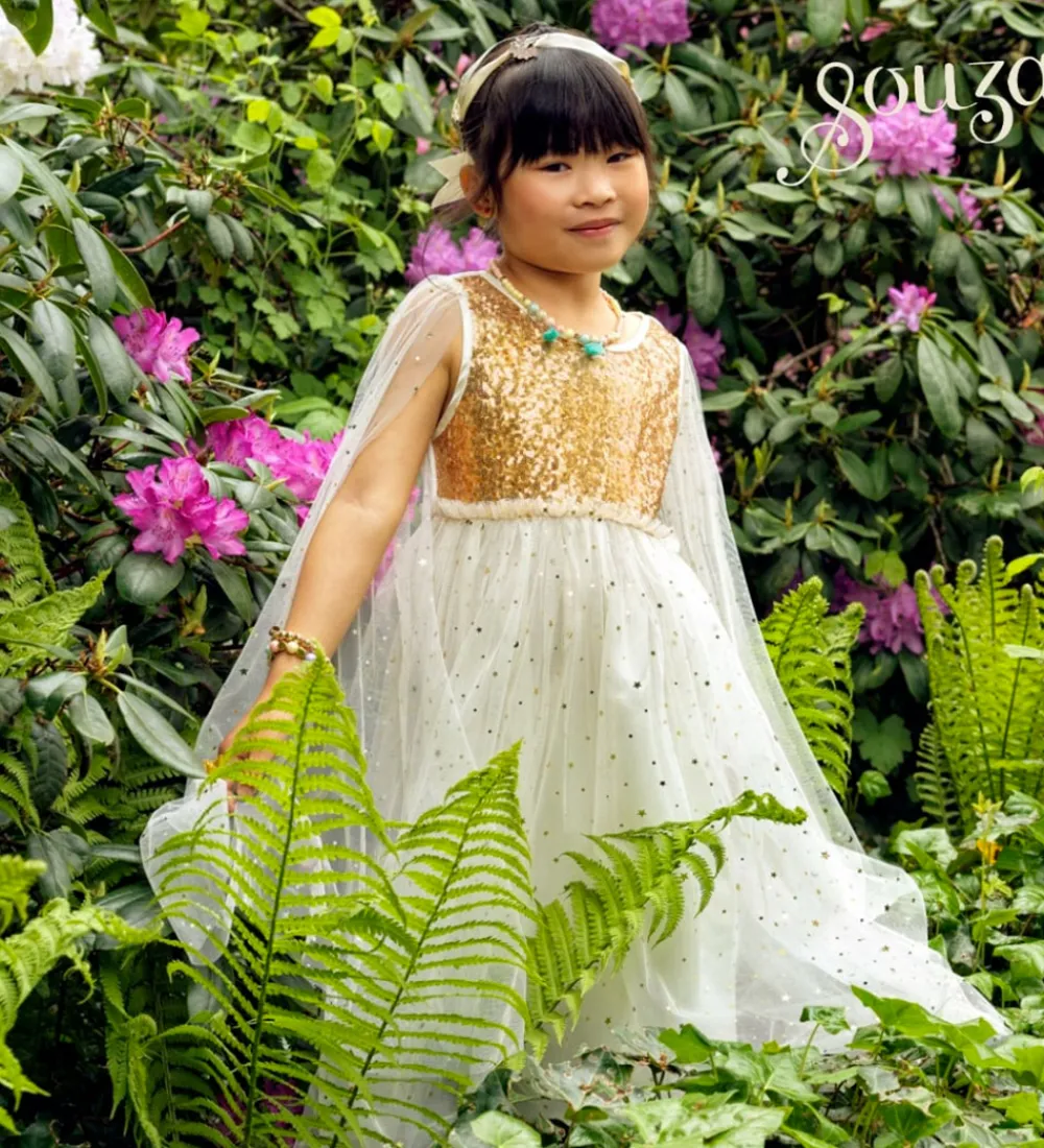 Souza Udklædningstøj*Udklædning - Prinsesse - Dorianne - Hvid/Guld