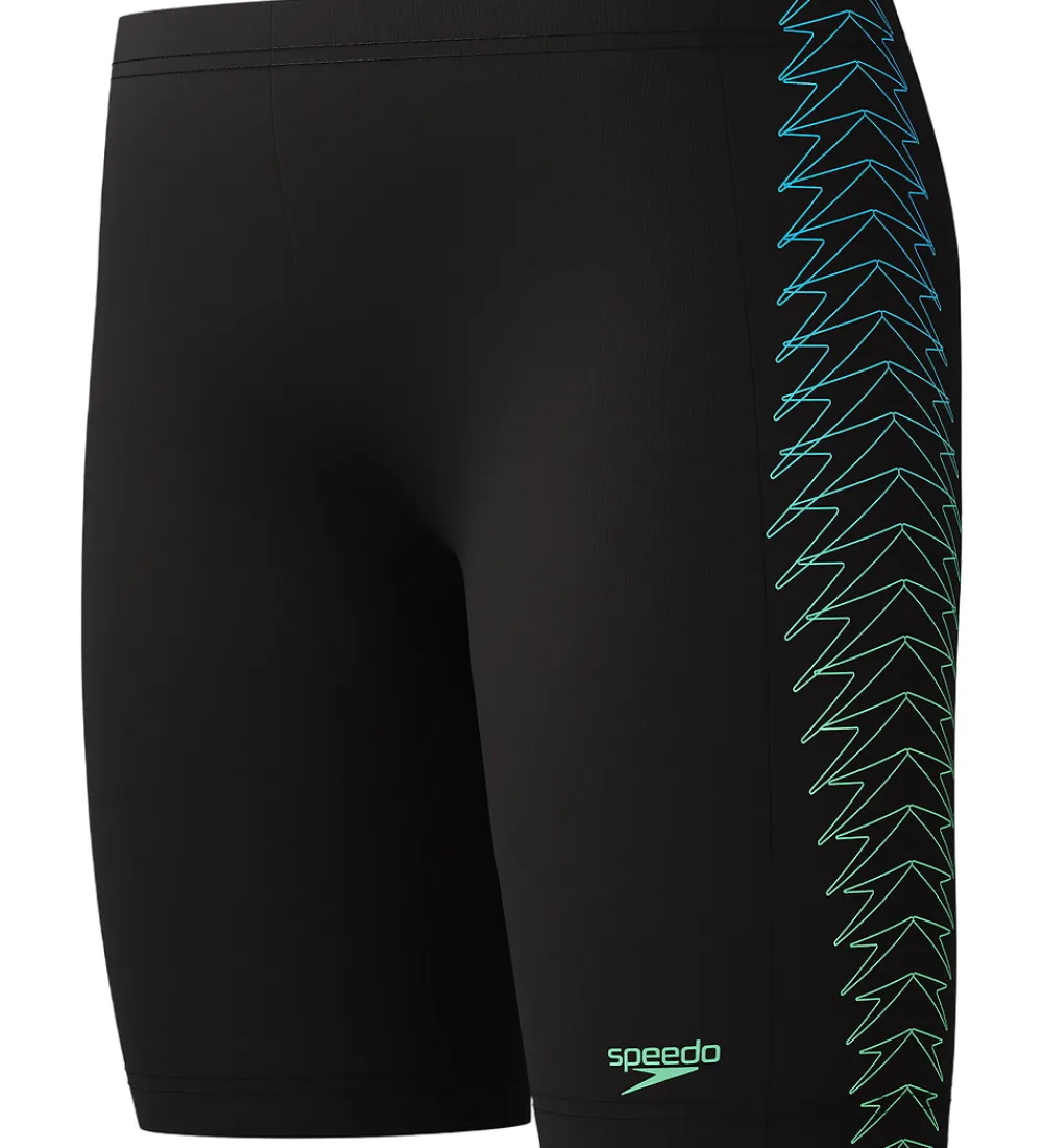Speedo Svømmetøj|Svømning*Badebukser - Plastisol Placement - Sort m. Grøn