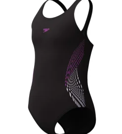 Speedo Svømmetøj*Badedragt - Placement Muscleback - Sort m. Lilla