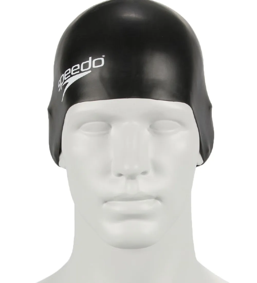 Speedo Badehætter*Badehætte - Junior Plain Moulded Silicone Cap - Sort