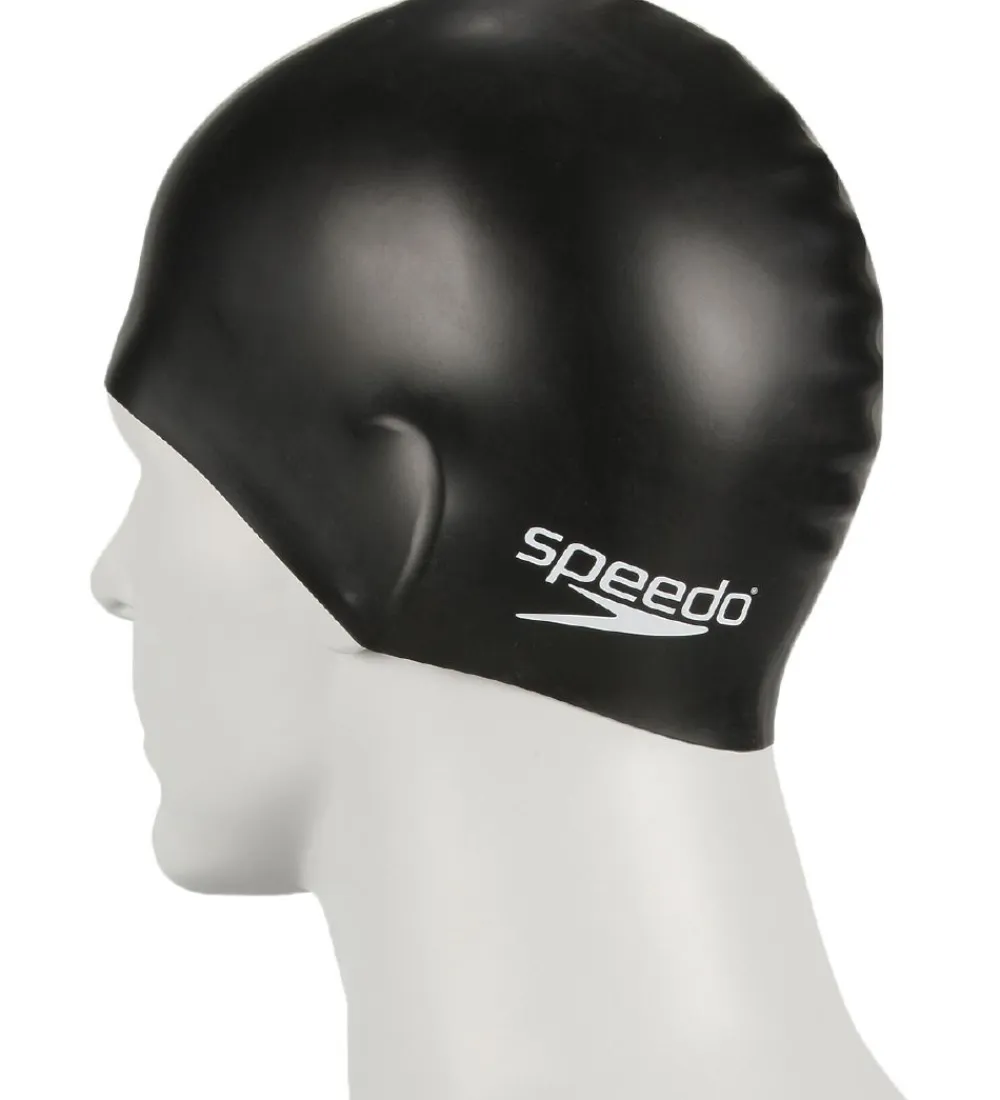 Speedo Badehætter*Badehætte - Junior Plain Moulded Silicone Cap - Sort