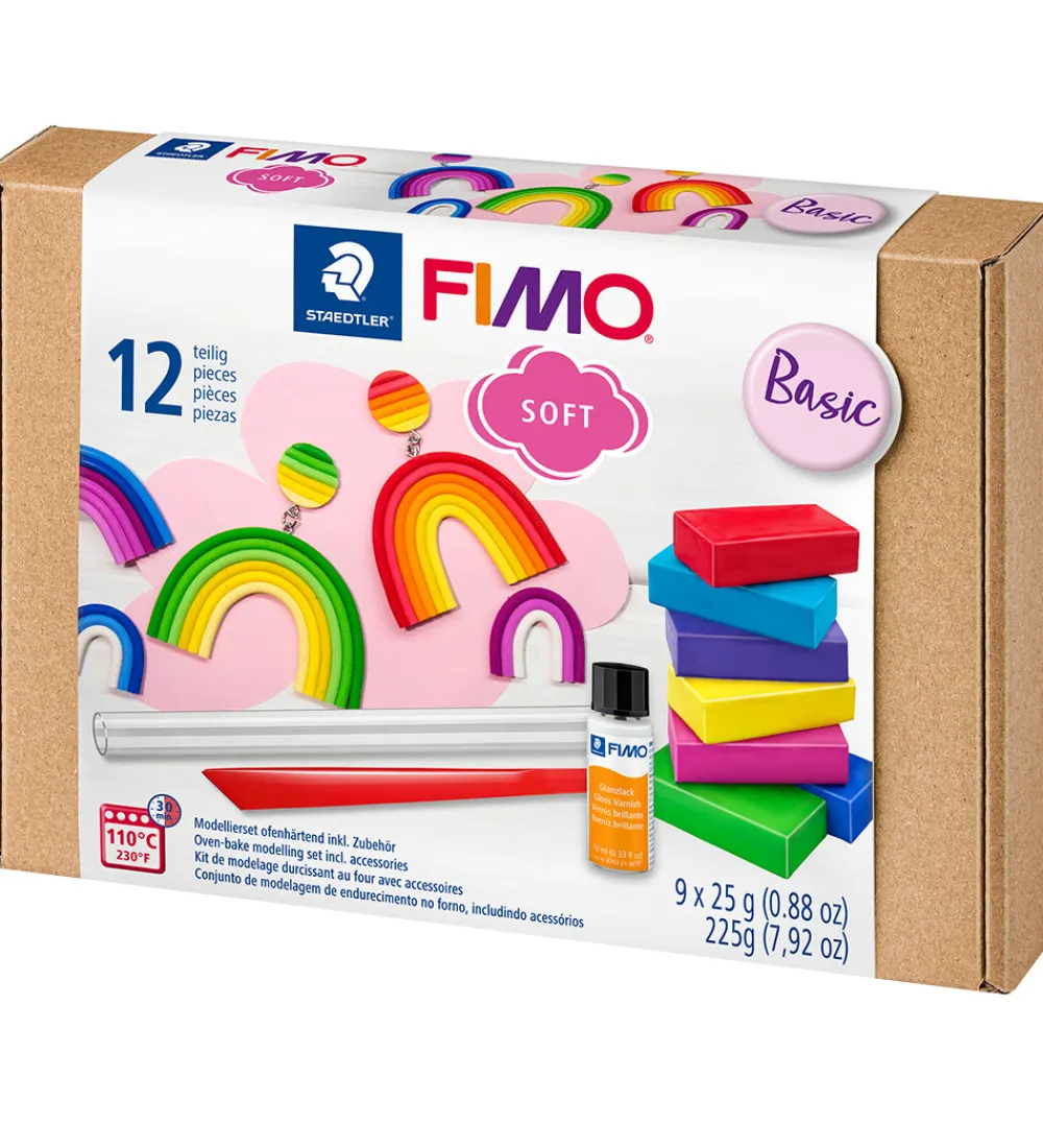 Staedtler Modellervoks*FIMO Modellervoks m. Værktøj - Soft - 12 Dele - 9x25 g
