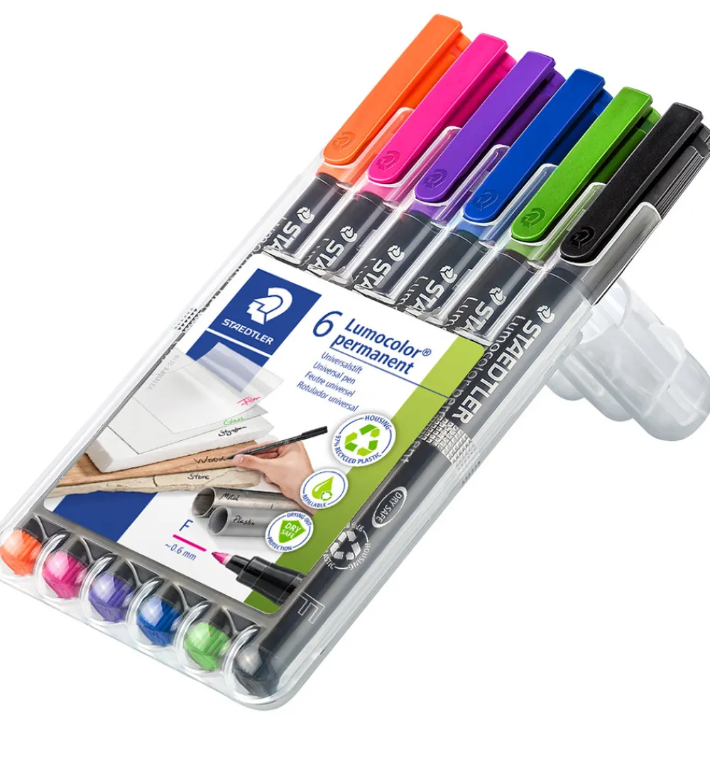 Skriveredskaber-Staedtler Tuscher - 6 stk. - Lumocolor Perm - 0,6 mm