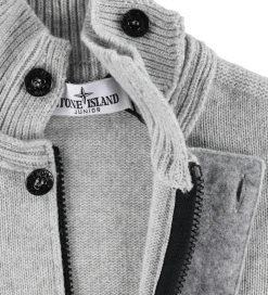 Stone Island Striktrøjer*Cardigan - Uld/Viskose - Gråmeleret