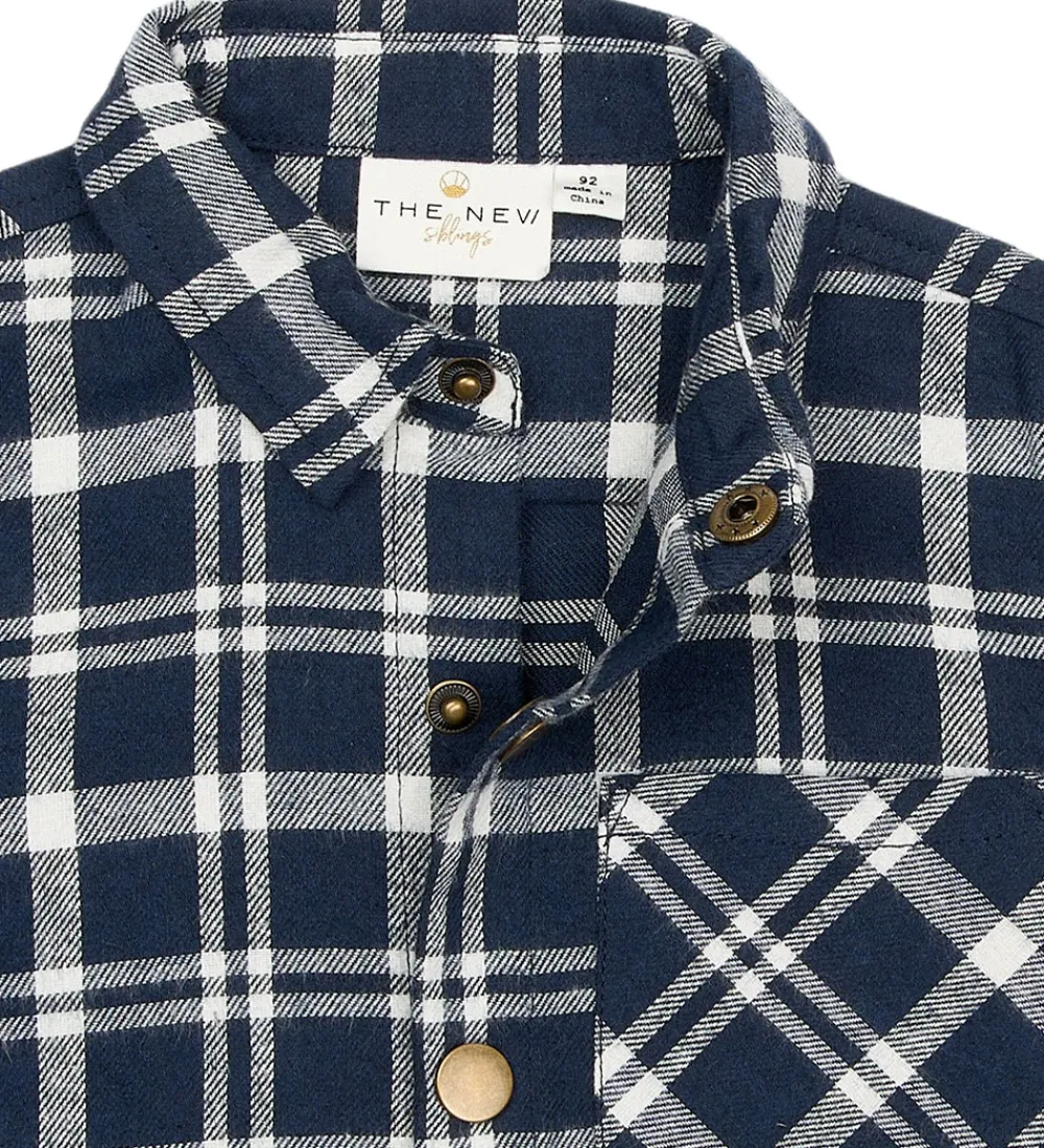 Skjorter-The New Siblings Skjorte - TnstRiggs - Flannel - Navy Blazer Che