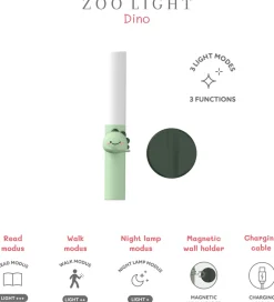 The Zoofamily Lamper*Lampe - - 3-i-1 - Grøn m. Dino