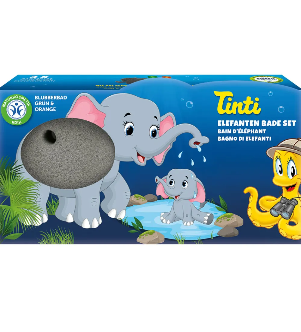 Bath Bombs-Tinti Badesæt - 3 Dele - Elefanten