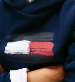 Hættetrøjer-Tommy Hilfiger Hættetrøje - Flag - Dark Night Navy