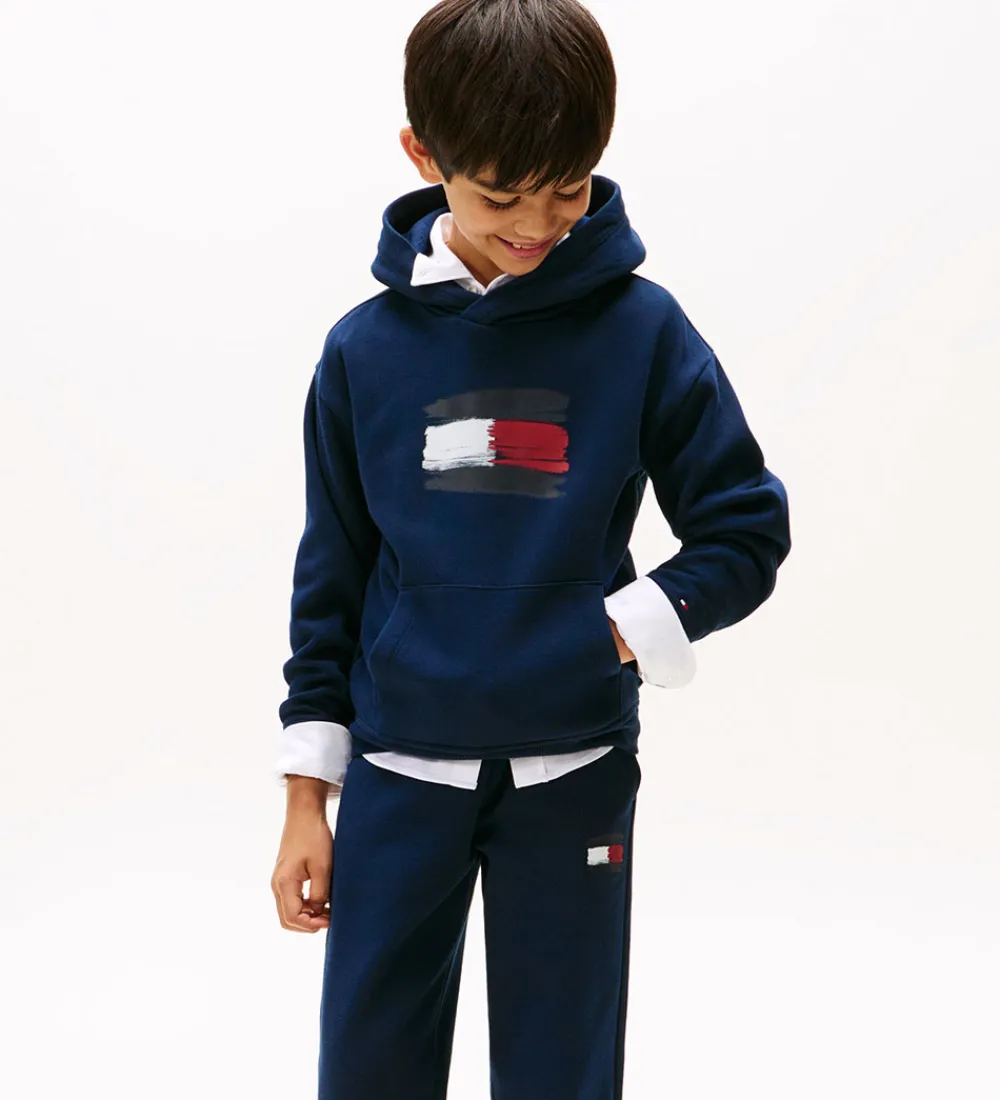 Hættetrøjer-Tommy Hilfiger Hættetrøje - Flag - Dark Night Navy