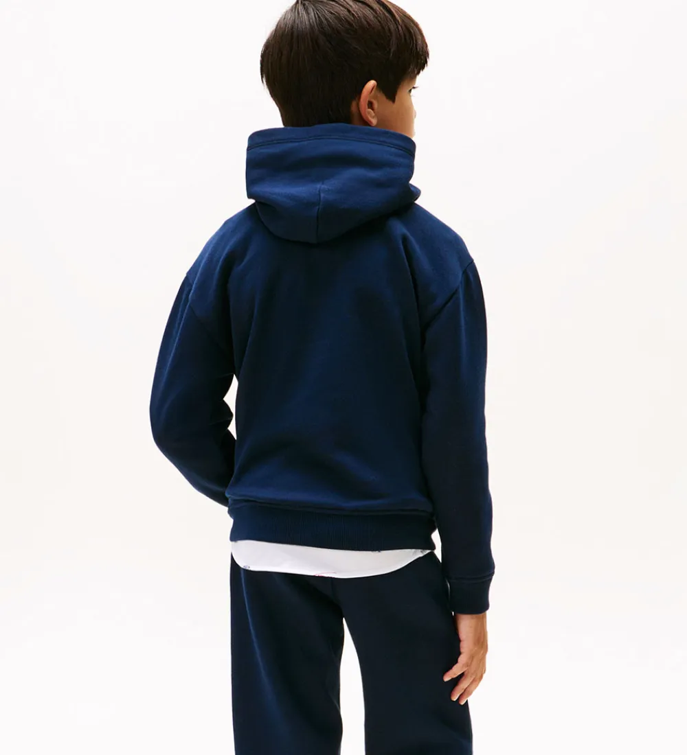 Hættetrøjer-Tommy Hilfiger Hættetrøje - Flag - Dark Night Navy
